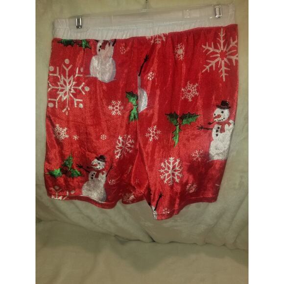 Mens Boxers M Red Christmas Velour Holiday Snowman Snowflake Mistletoe - Picture 5 of 5